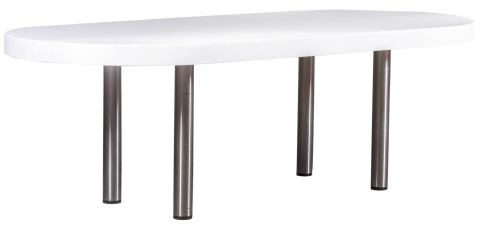 Tafel oval mit bespannter Tischplatte in weiß